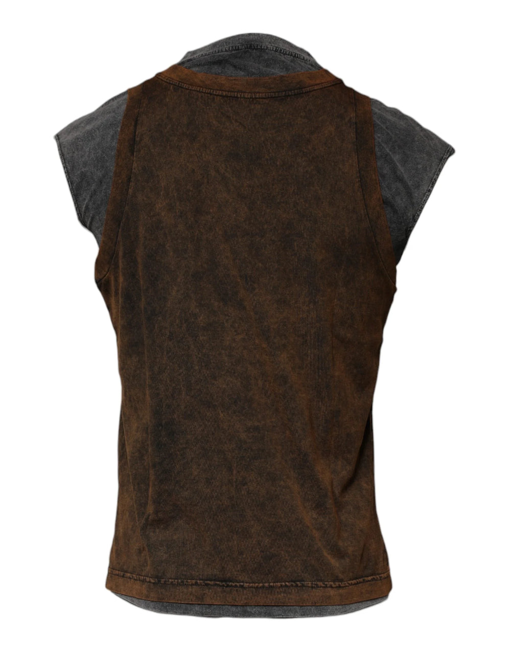 Dolce & Gabbana Brown Cotton Round Neck Sleeveless T-shirt - IT52 | XL - Tank Tops