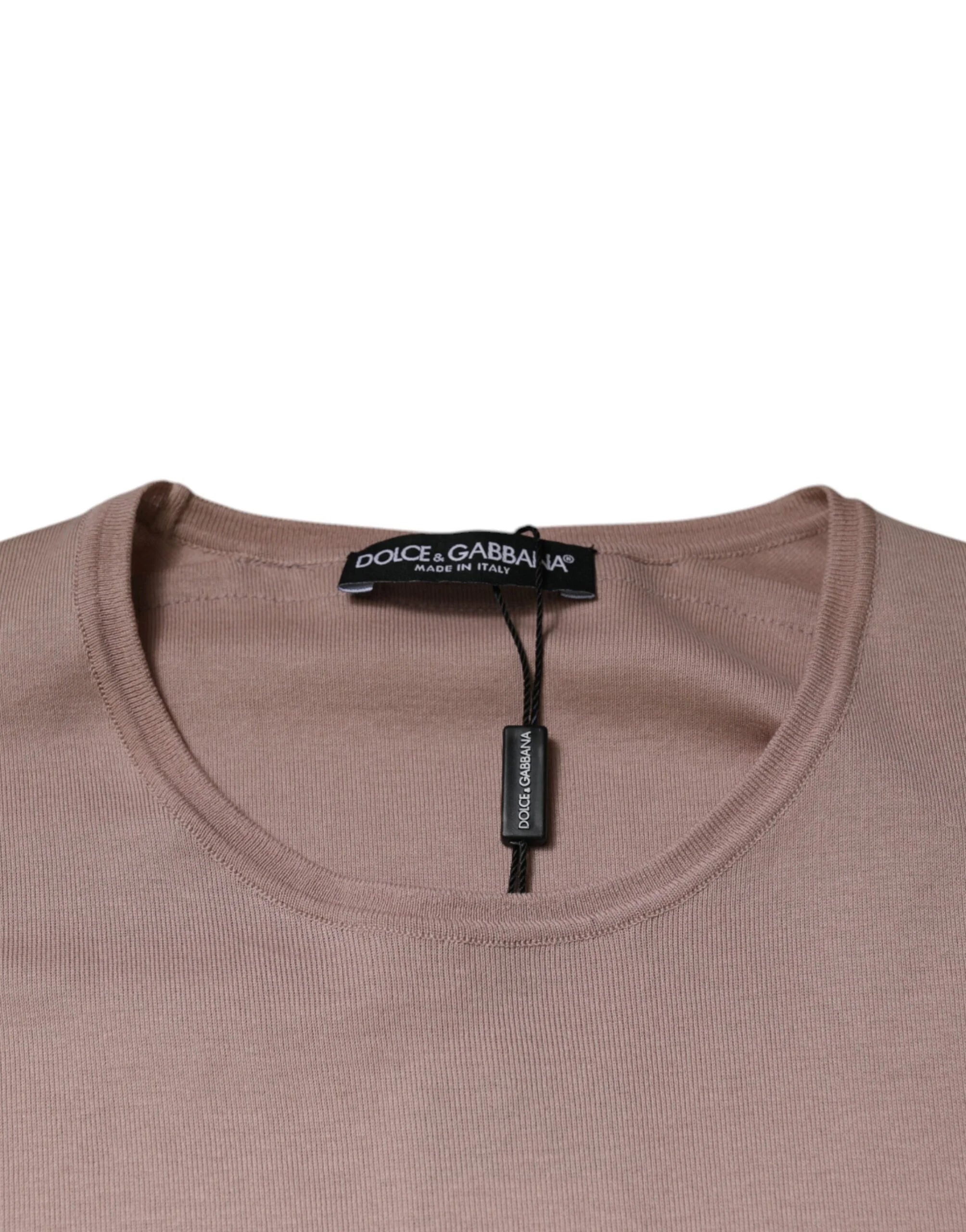 Dolce & Gabbana Brown Cotton Short Sleeves Round Neck T-shirt - IT50 | L - T-Shirts