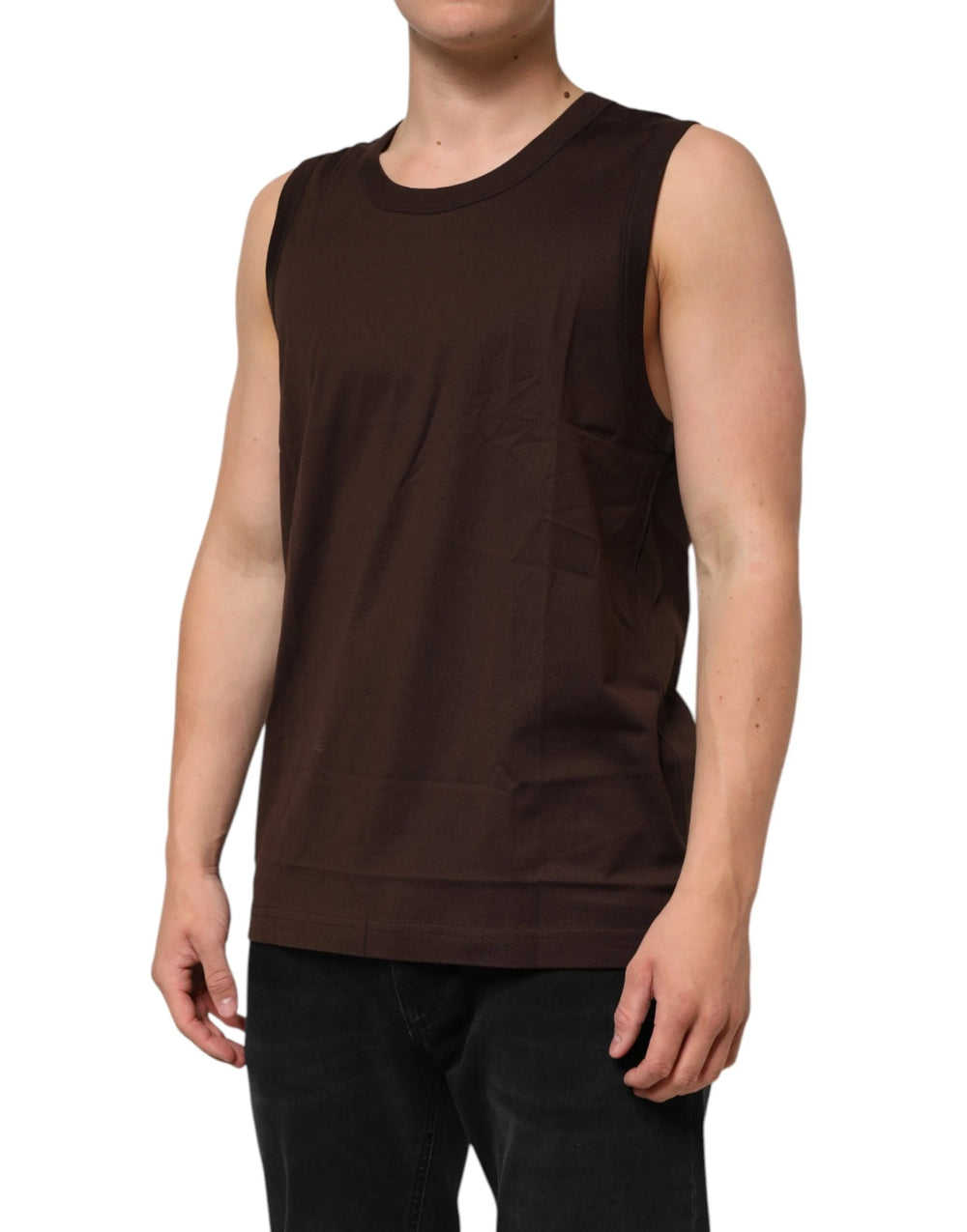 Dolce & Gabbana Brown Cotton Sleeveless Underwear Men Tank Top - Tank Tops
