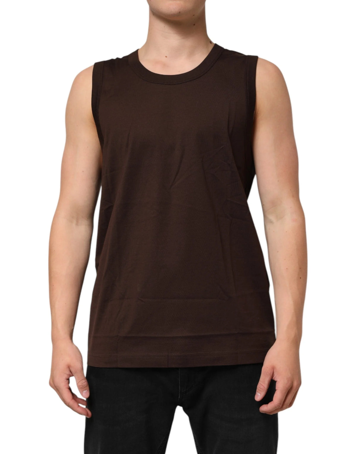 Dolce & Gabbana Brown Cotton Sleeveless Underwear Men Tank Top - Tank Tops