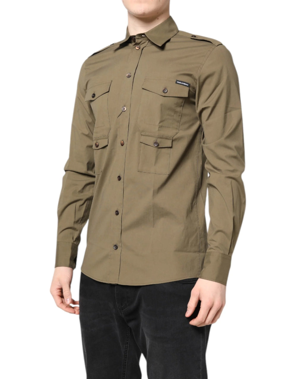 Dolce & Gabbana Brown Cotton Stretch Casual Long Sleeves Shirt - IT38 | XS - Shirts