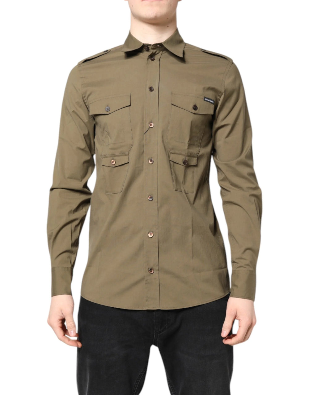 Dolce & Gabbana Brown Cotton Stretch Casual Long Sleeves Shirt - IT38 | XS - Shirts