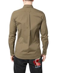 Dolce & Gabbana Brown Cotton Stretch Casual Long Sleeves Shirt - IT38 | XS - Shirts
