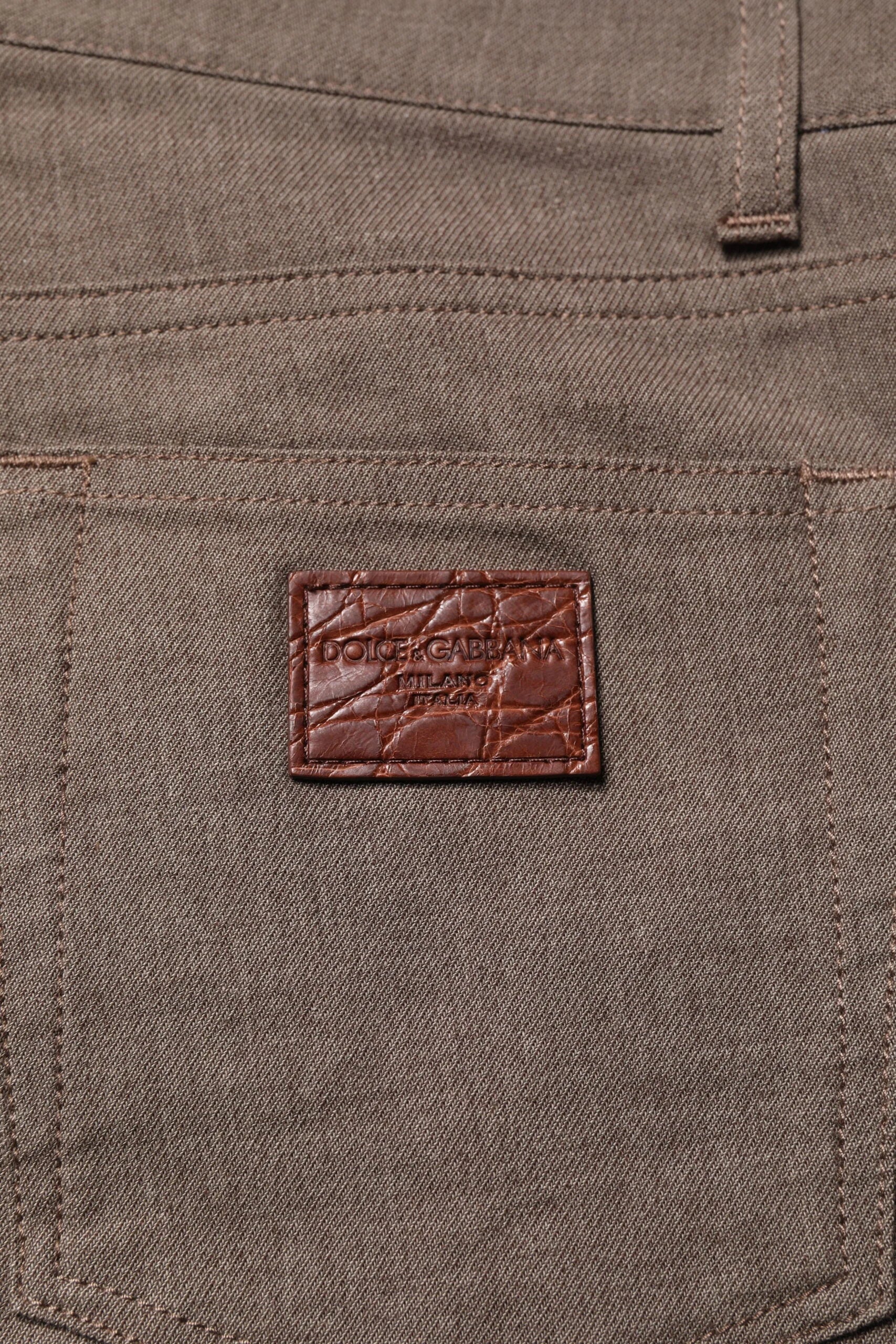 Dolce & Gabbana Brown Cotton Stretch Chino Pants - IT46 | S - Chinos
