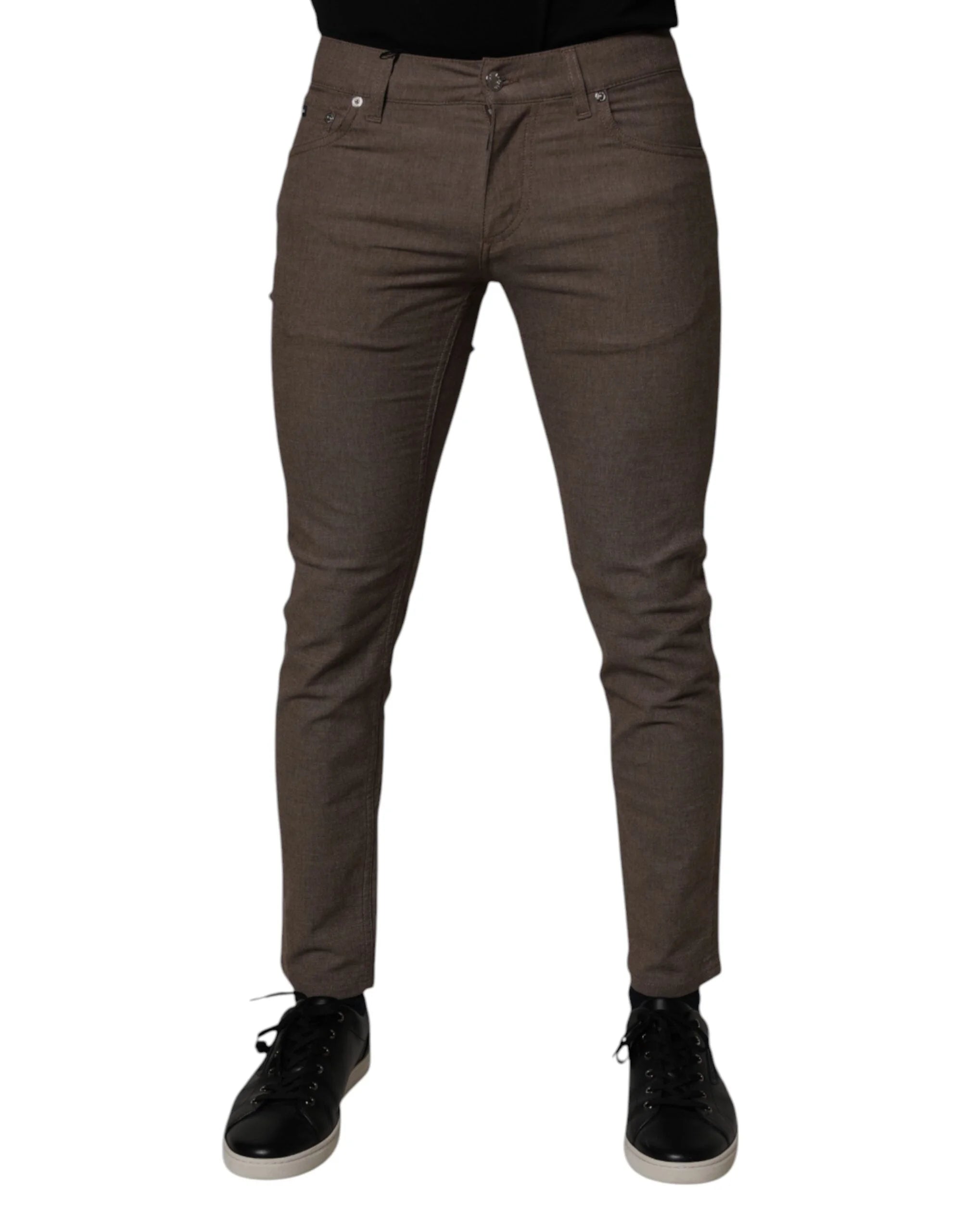 Dolce & Gabbana Brown Cotton Stretch Chino Pants - IT46 | S - Chinos