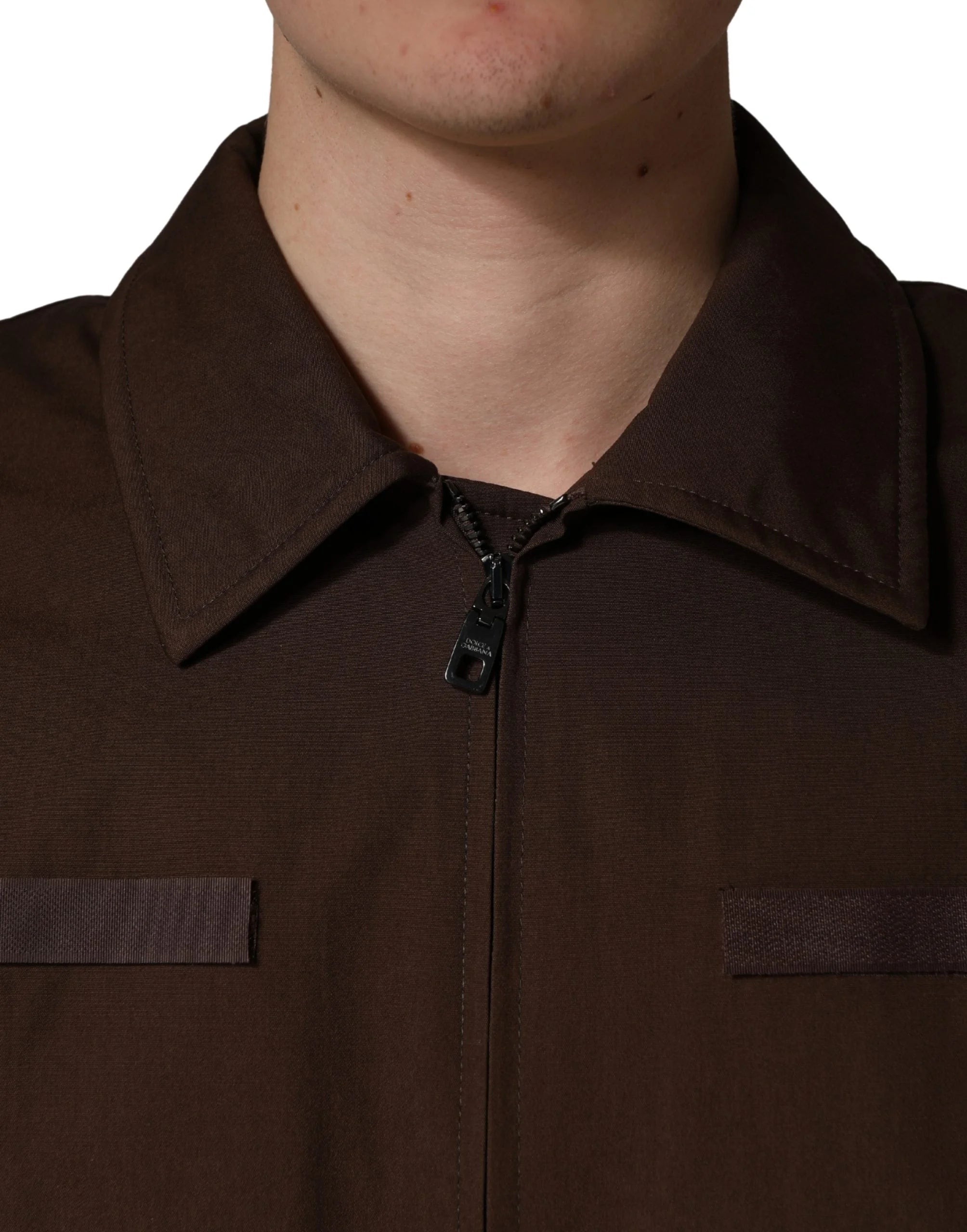 Dolce & Gabbana Brown Cotton Stretch Full Zip Bomber Jacket - IT48 | M - Bomber Jackets