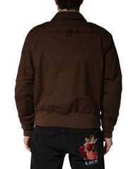 Dolce & Gabbana Brown Cotton Stretch Full Zip Bomber Jacket - IT48 | M - Bomber Jackets