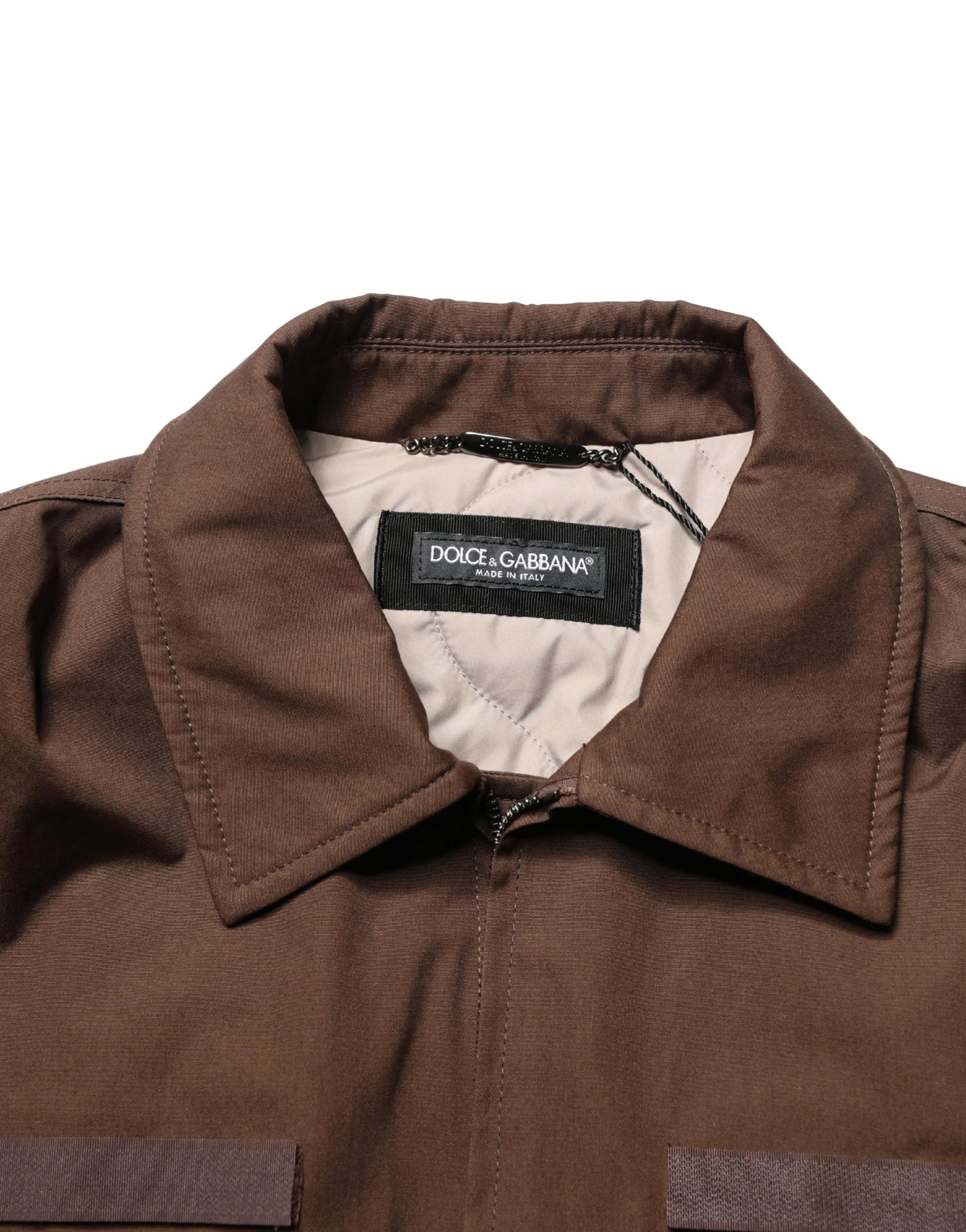 Dolce & Gabbana Brown Cotton Stretch Full Zip Bomber Jacket - IT48 | M - Bomber Jackets