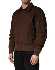 Dolce & Gabbana Brown Cotton Stretch Full Zip Bomber Jacket - IT48 | M - Bomber Jackets