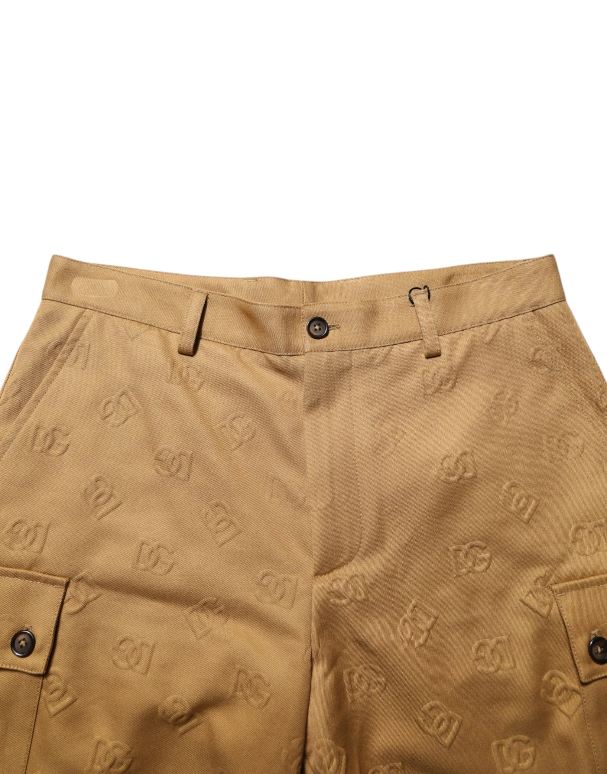 Dolce & Gabbana Brown Cotton Stretch Logo CargoBermuda Shorts - IT48 | M - Cargo Shorts