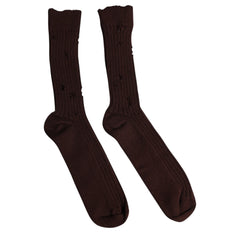 Dolce & Gabbana Brown Cotton Stretch Over The Calf Socks - L - Crew Socks