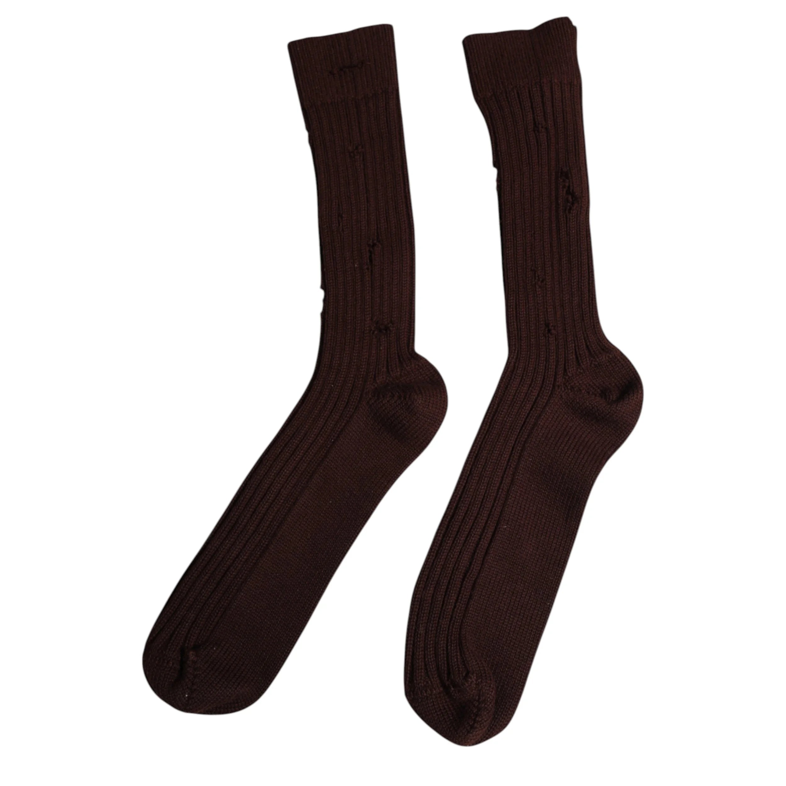 Dolce & Gabbana Brown Cotton Stretch Over The Calf Socks - L - Crew Socks