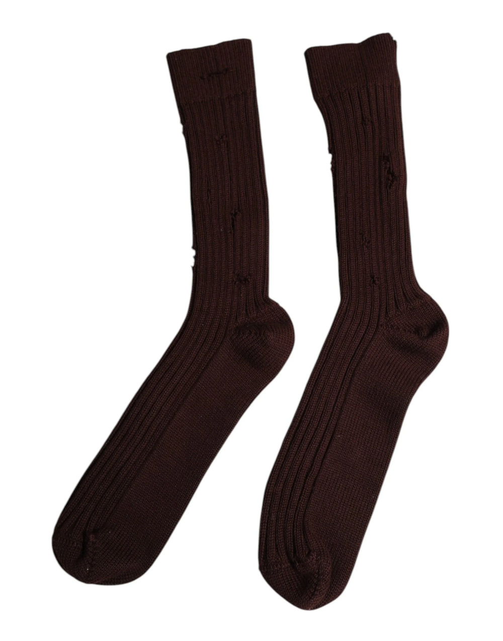 Dolce & Gabbana Brown Cotton Stretch Over The Calf Socks - L - Crew Socks