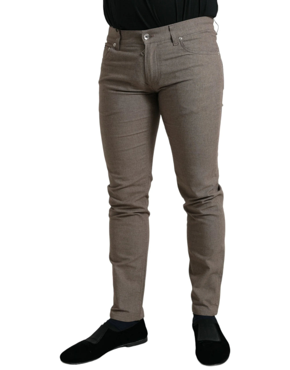 Dolce & Gabbana Brown Cotton Stretch Skinny Men Pants - Jeans