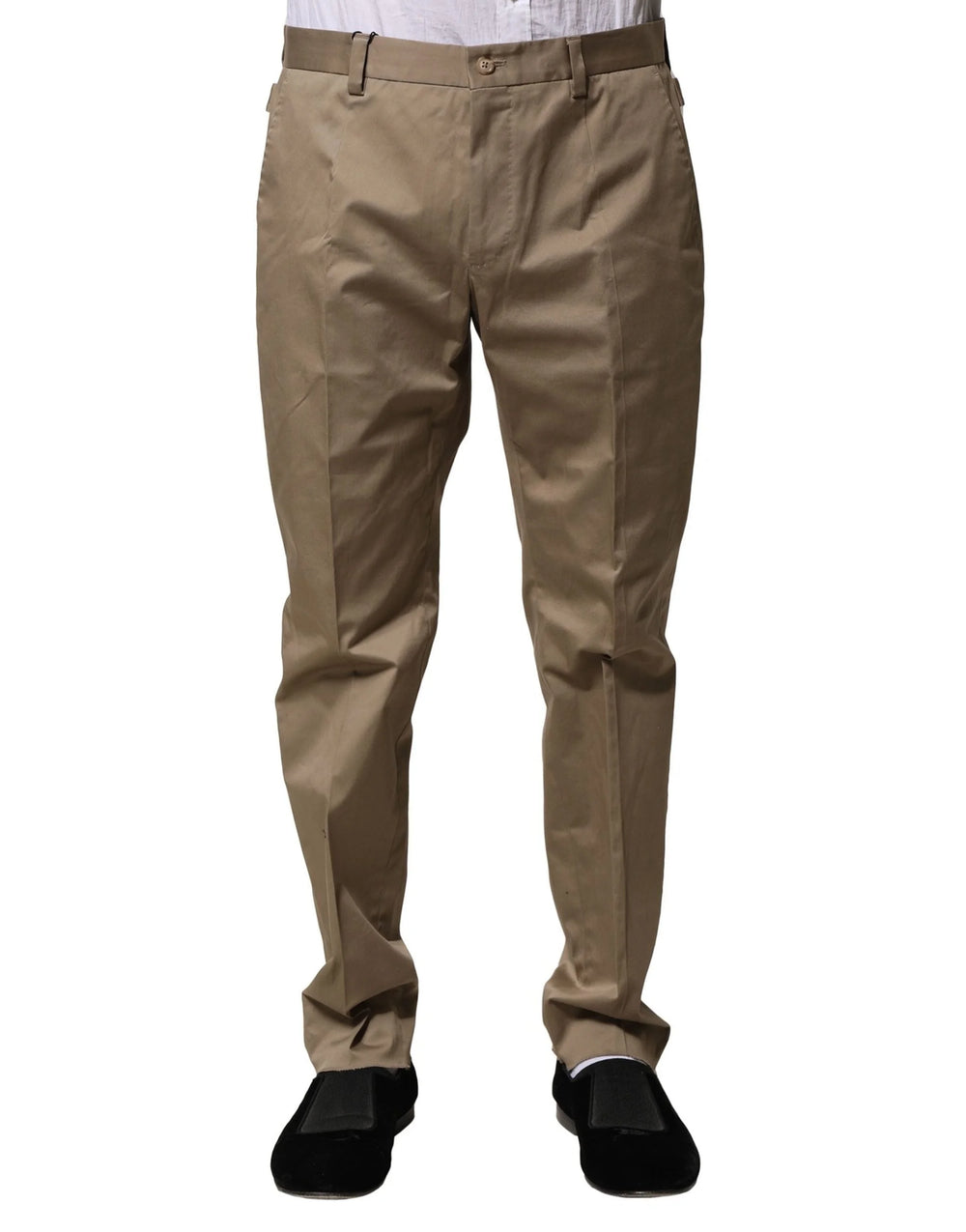 Dolce & Gabbana Brown Cotton Tapered Men Formal Pants - IT50 | L - Trousers