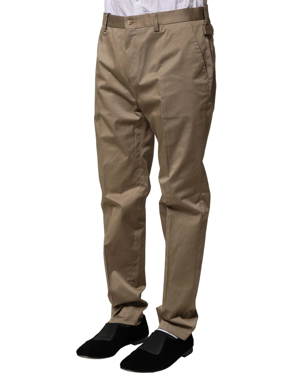 Dolce & Gabbana Brown Cotton Tapered Men Formal Pants - IT50 | L - Trousers