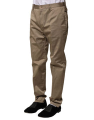 Dolce & Gabbana Brown Cotton Tapered Men Formal Pants - IT50 | L - Trousers