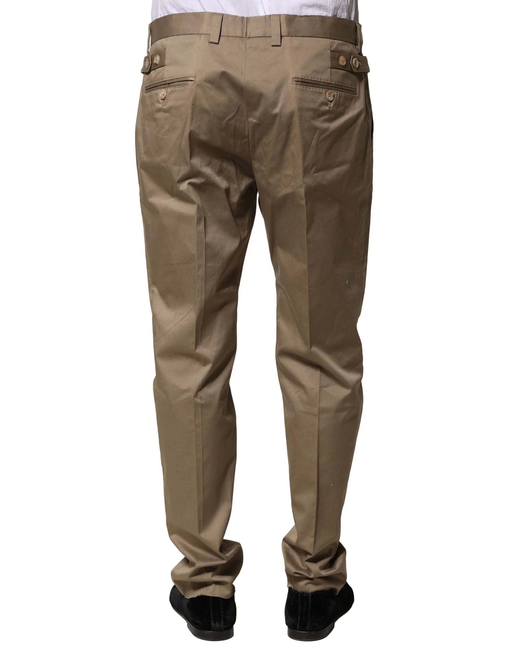 Dolce & Gabbana Brown Cotton Tapered Men Formal Pants - IT50 | L - Trousers
