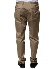 Dolce & Gabbana Brown Cotton Tapered Men Formal Pants - IT50 | L - Trousers