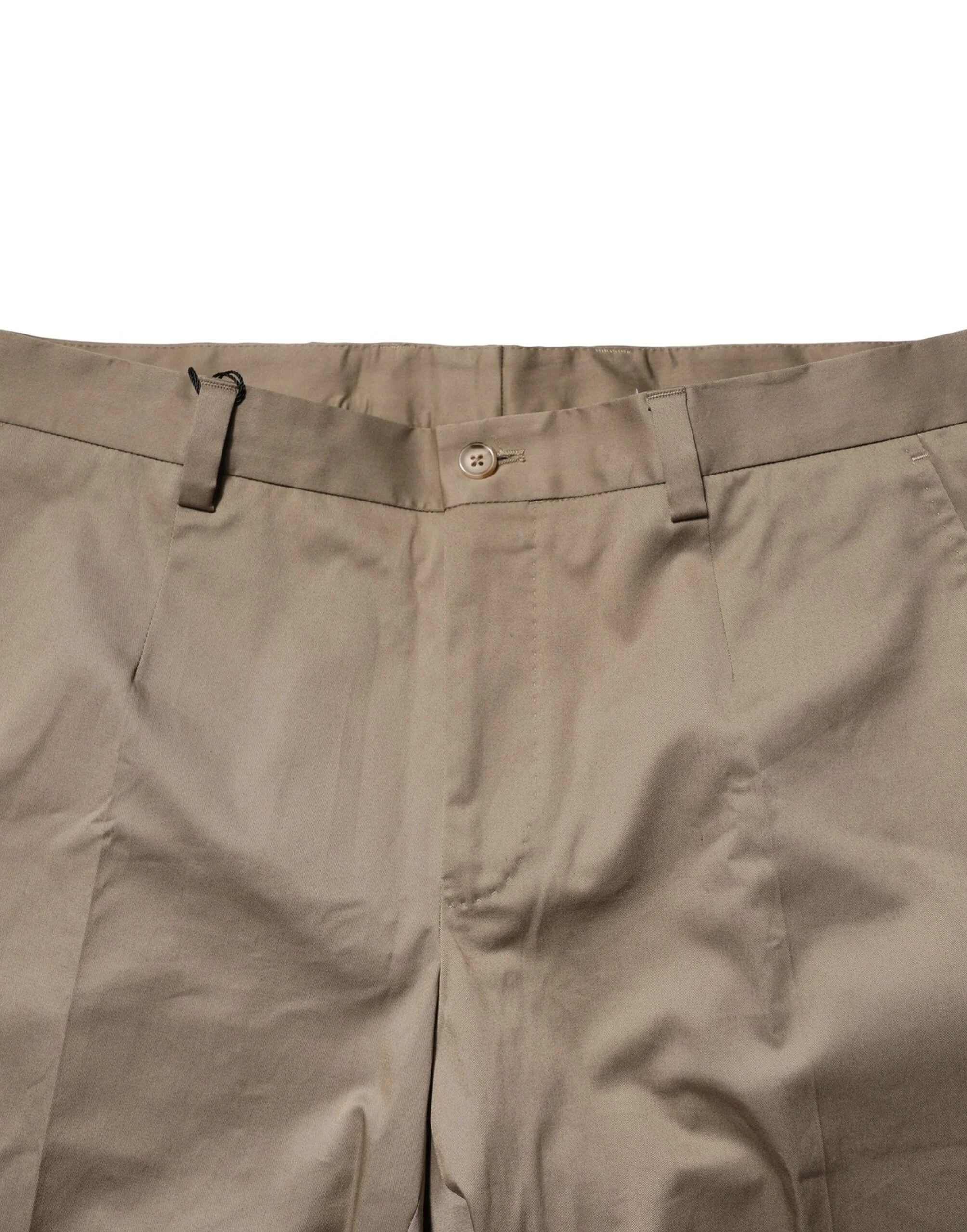Dolce & Gabbana Brown Cotton Tapered Men Formal Pants - IT50 | L - Trousers