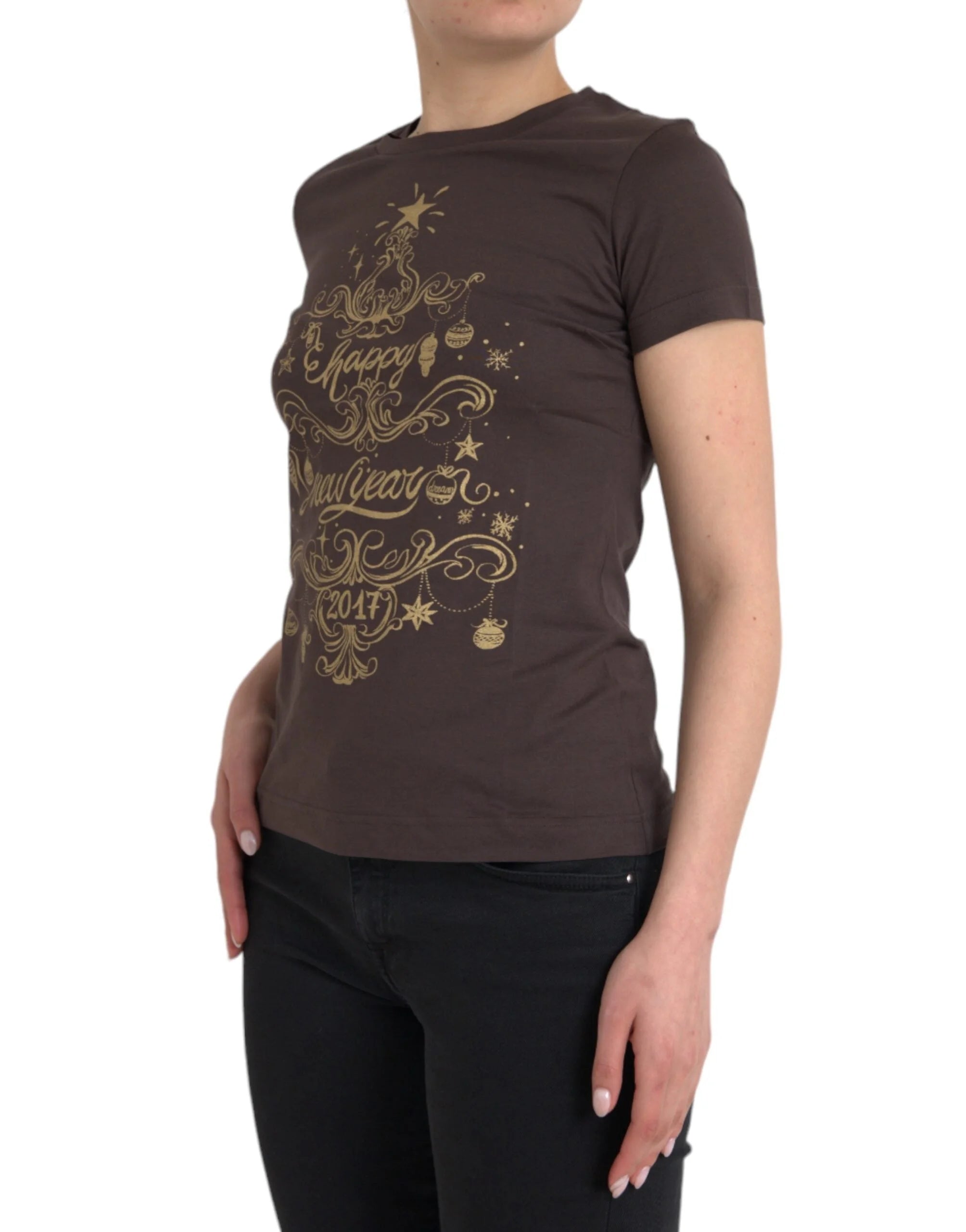 Dolce & Gabbana Brown Crewneck 2017 Motive Print T-shirt - IT42|M - T-Shirts