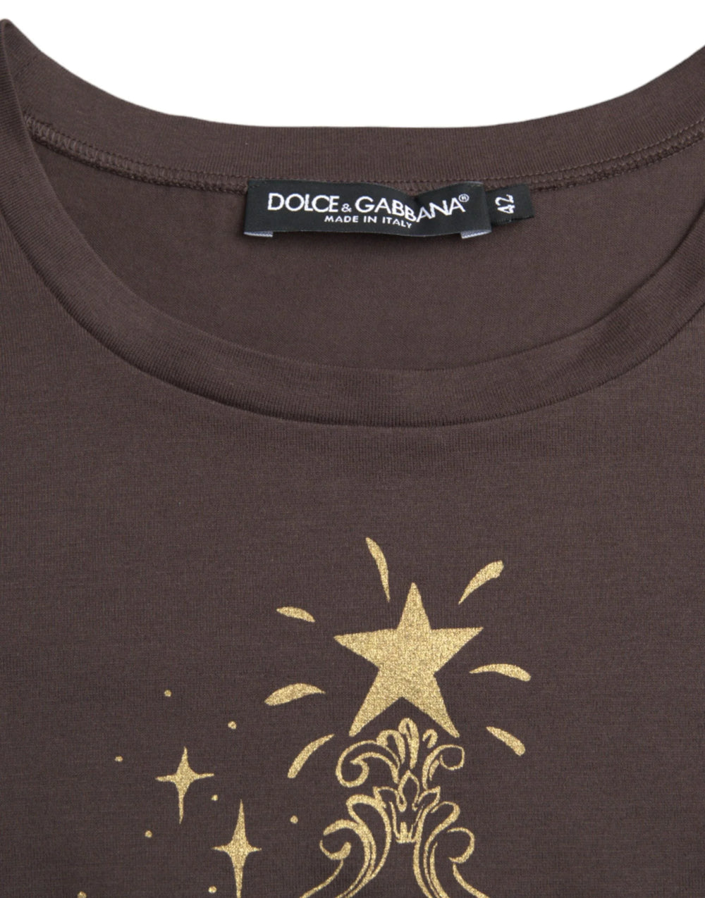 Dolce & Gabbana Brown Crewneck 2017 Motive Print T-shirt - IT42|M - T-Shirts