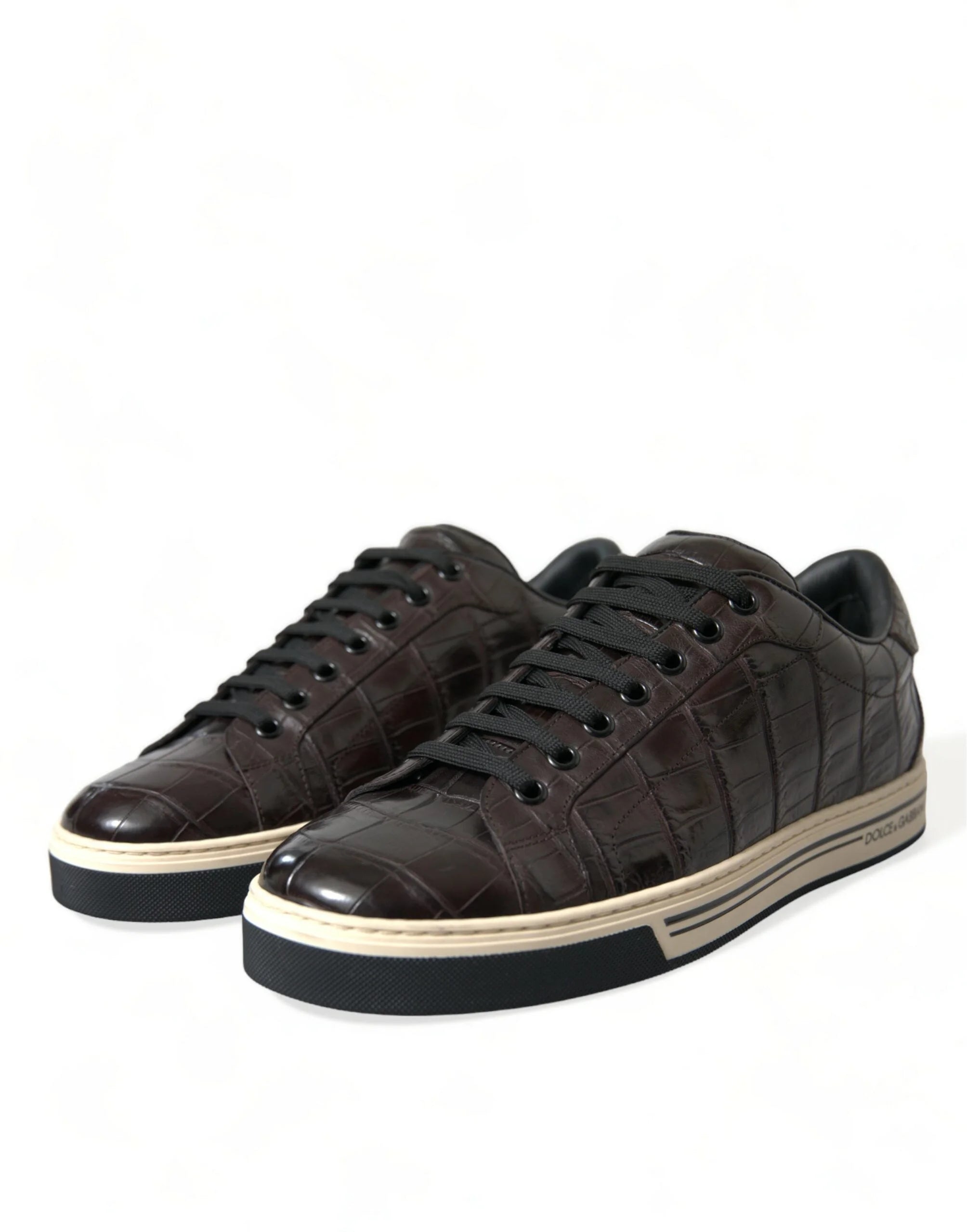 Dolce & Gabbana Brown Croc Exotic Leather Men Casual Sneakers Shoes - EU39/US6