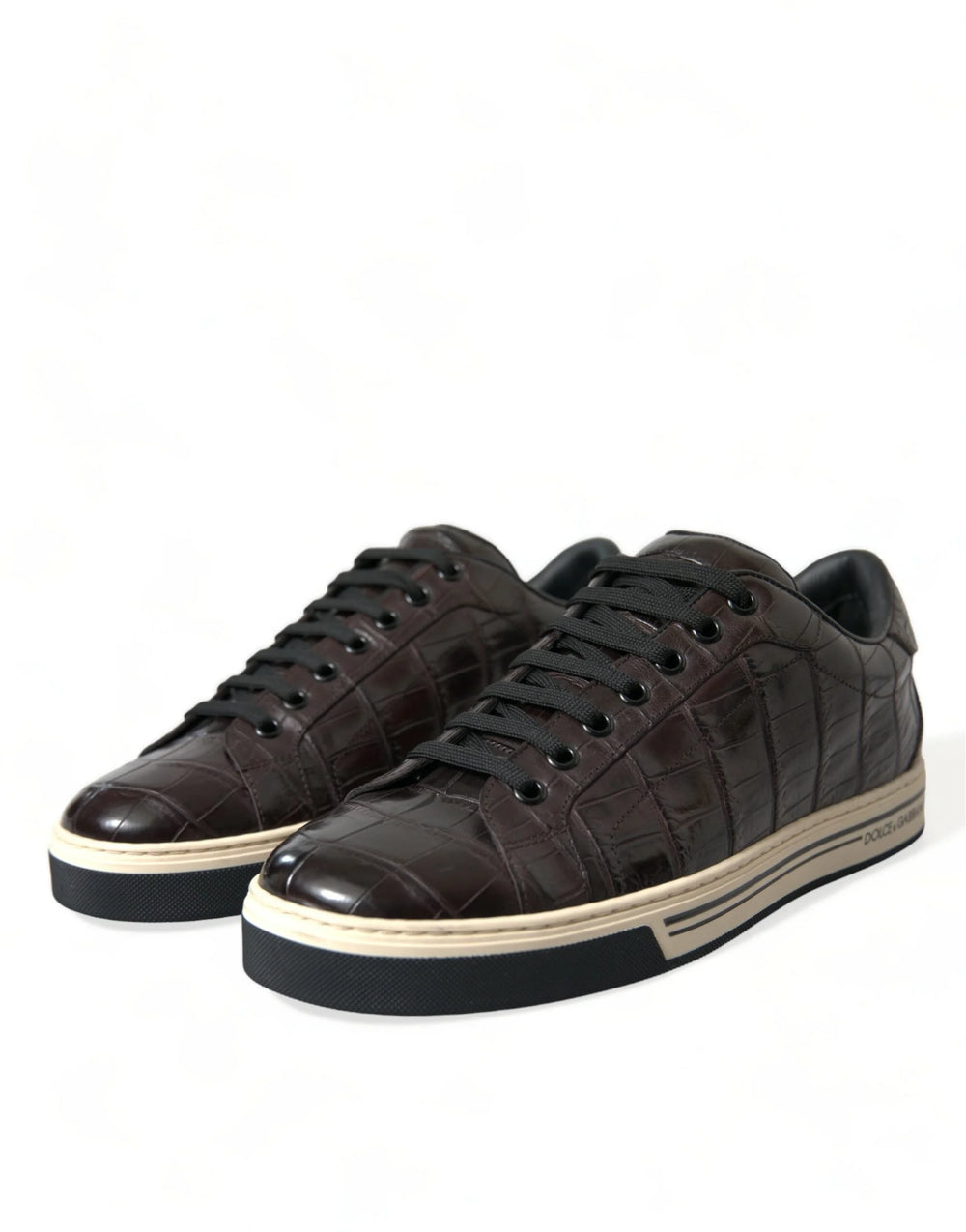 Dolce & Gabbana Brown Croc Exotic Leather Men Casual Sneakers Shoes - EU39/US6