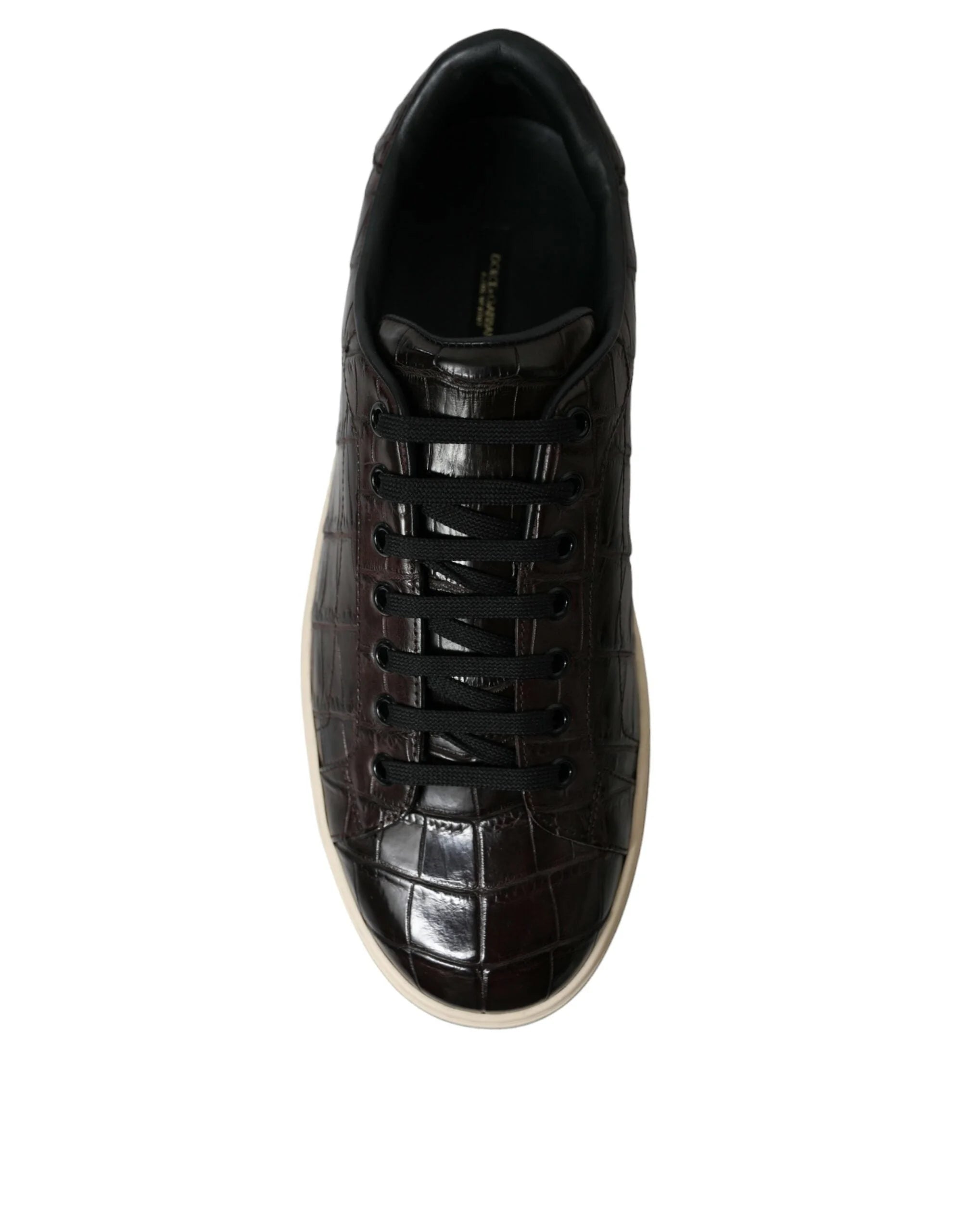 Dolce & Gabbana Brown Croc Exotic Leather Men Casual Sneakers Shoes - EU39/US6