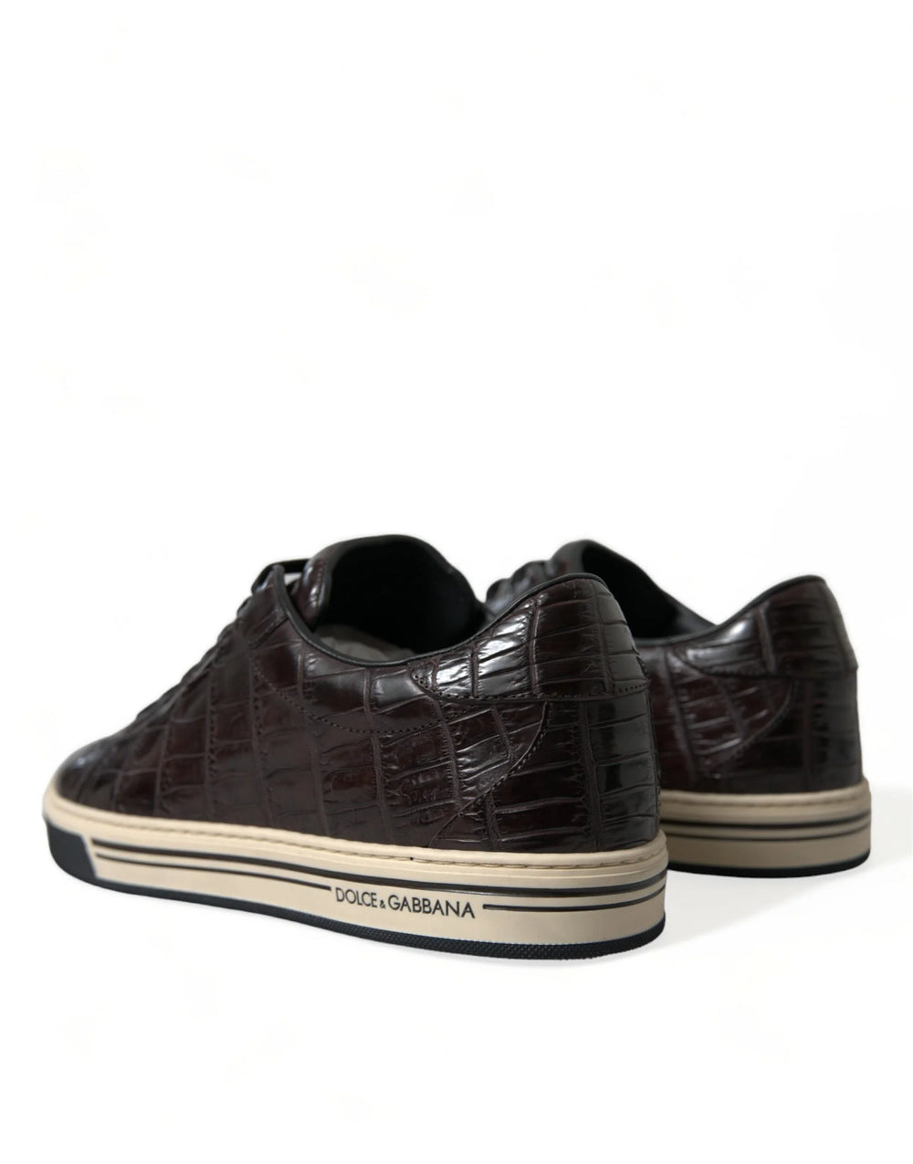 Dolce & Gabbana Brown Croc Exotic Leather Men Casual Sneakers Shoes - EU39/US6