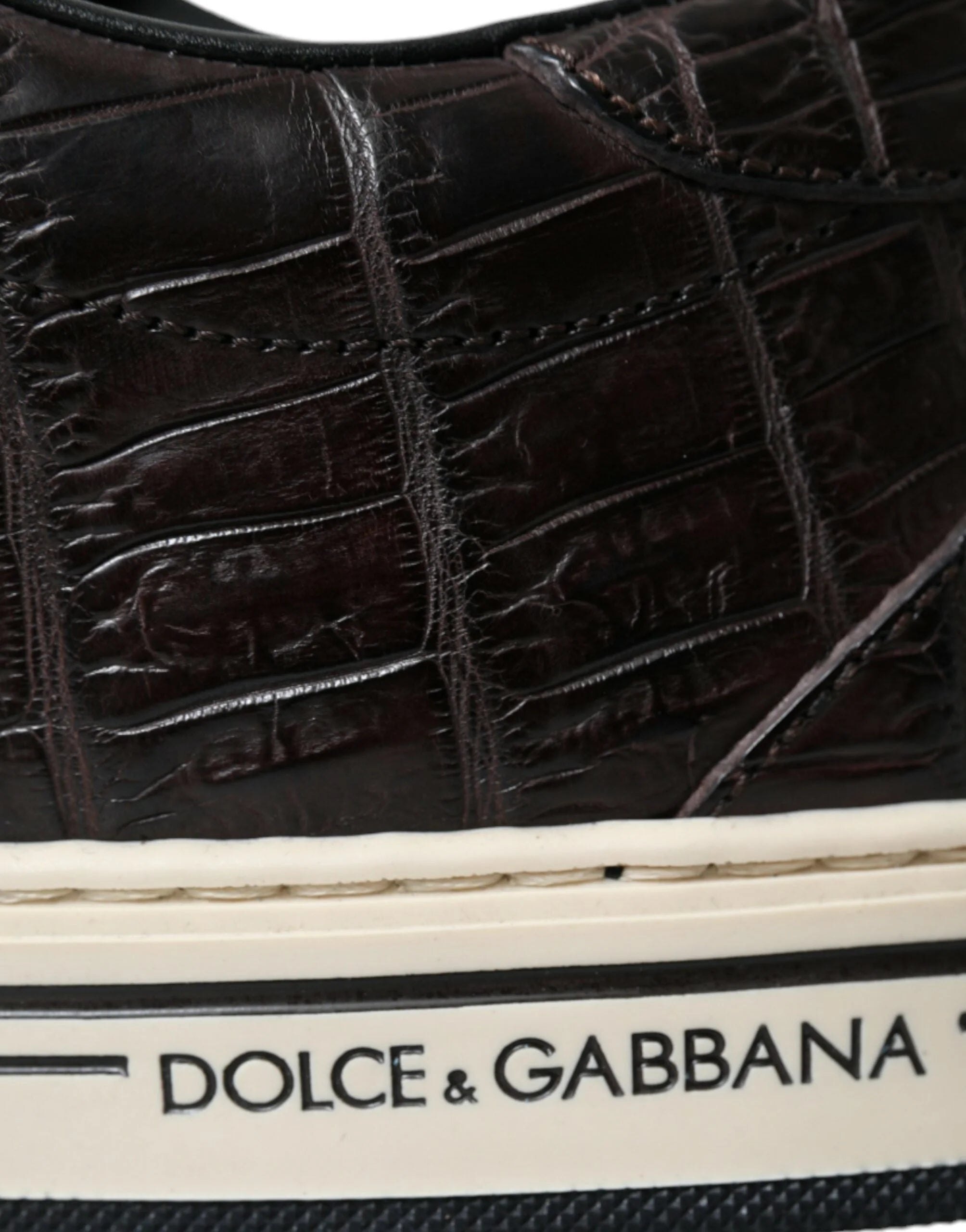 Dolce & Gabbana Brown Croc Exotic Leather Men Casual Sneakers Shoes - EU39/US6