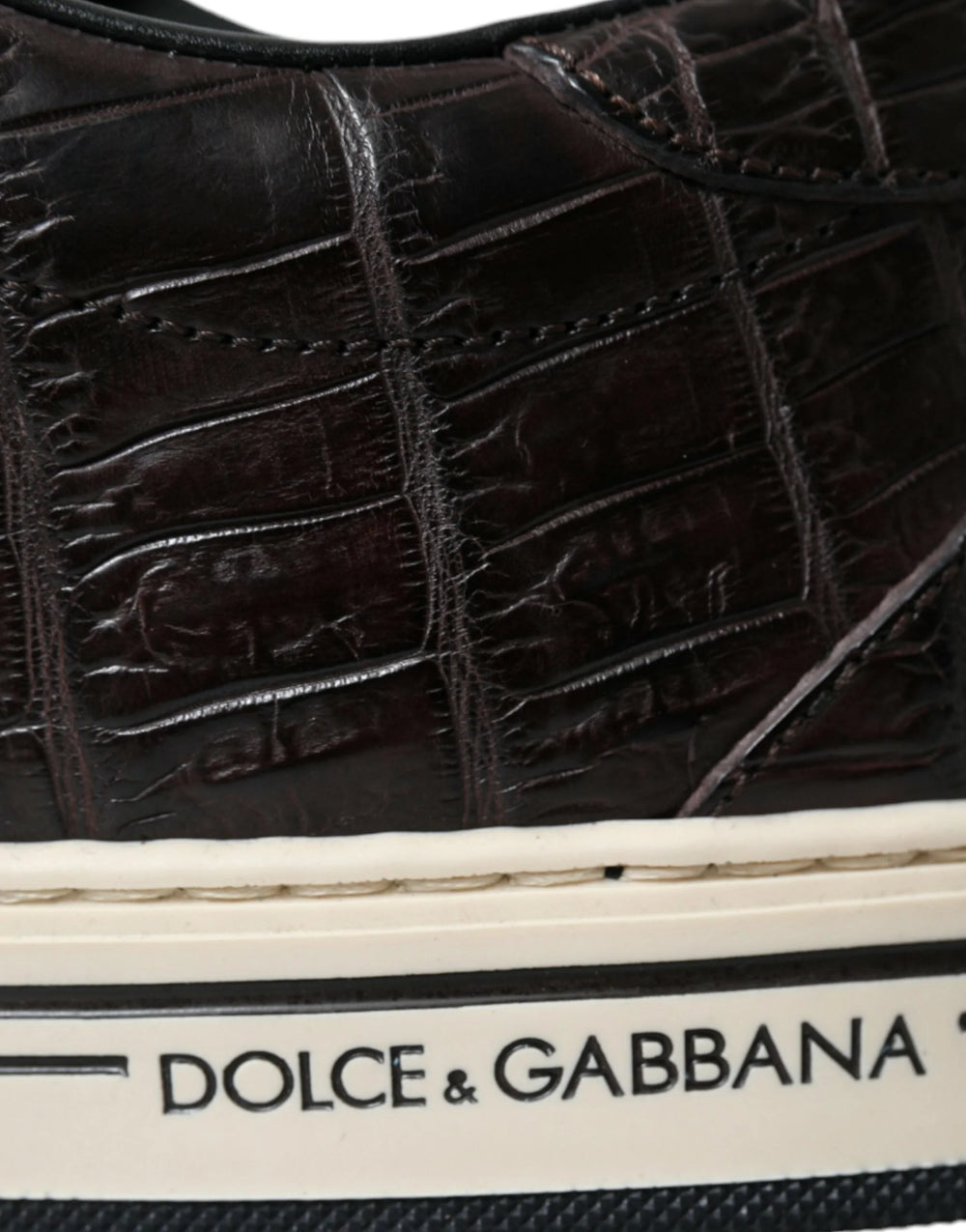 Dolce & Gabbana Brown Croc Exotic Leather Men Casual Sneakers Shoes - EU39/US6