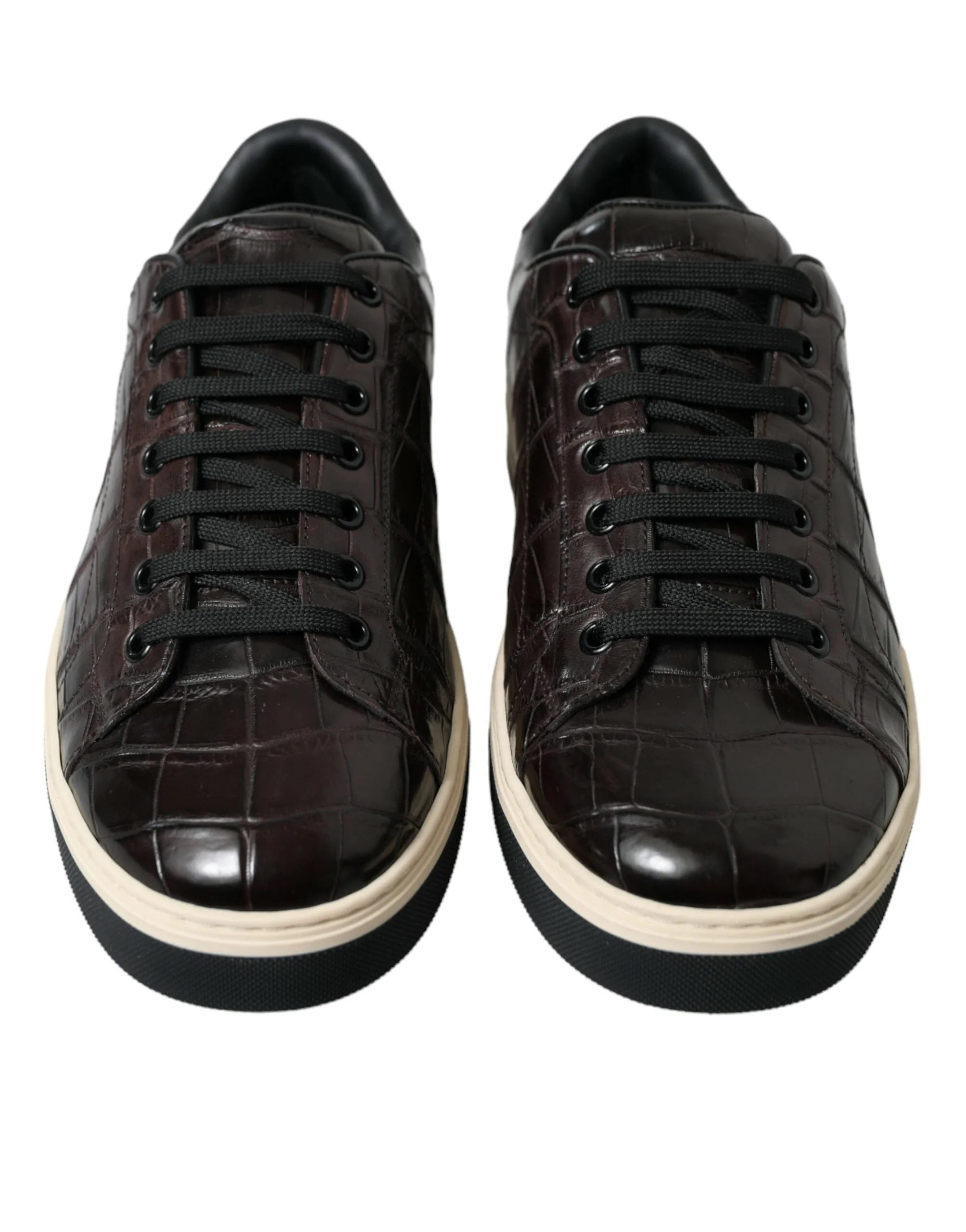 Dolce & Gabbana Brown Croc Exotic Leather Men Casual Sneakers Shoes - EU39/US6