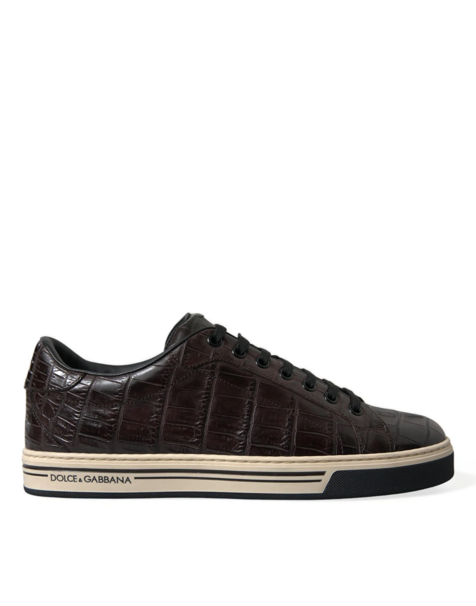 Dolce & Gabbana Brown Croc Exotic Leather Men Casual Sneakers Shoes - EU39/US6