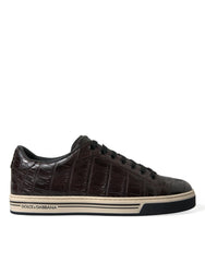 Dolce & Gabbana Brown Croc Exotic Leather Men Casual Sneakers Shoes - EU39/US6