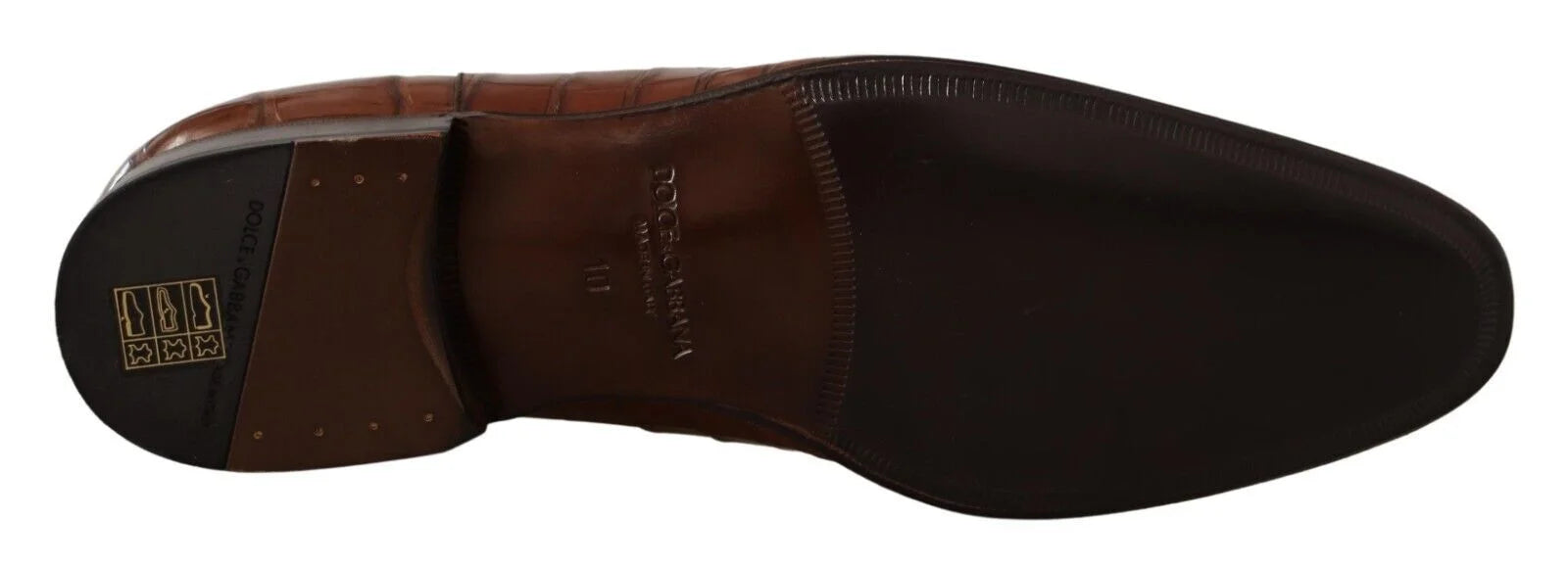 Dolce & Gabbana Brown Crocodile Leather Mens Formal Derby Shoes - EU44/US11