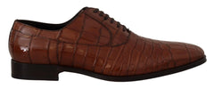 Dolce & Gabbana Brown Crocodile Leather Mens Formal Derby Shoes - EU44/US11 - Shoes