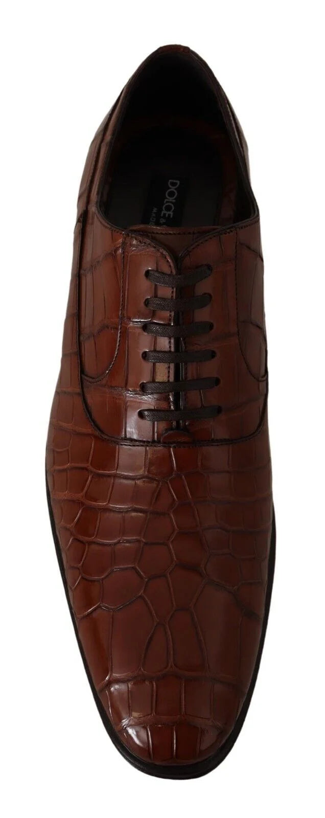 Dolce & Gabbana Brown Crocodile Leather Mens Formal Derby Shoes - EU44/US11