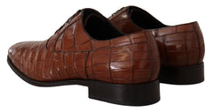 Dolce & Gabbana Brown Crocodile Leather Mens Formal Derby Shoes - EU44/US11