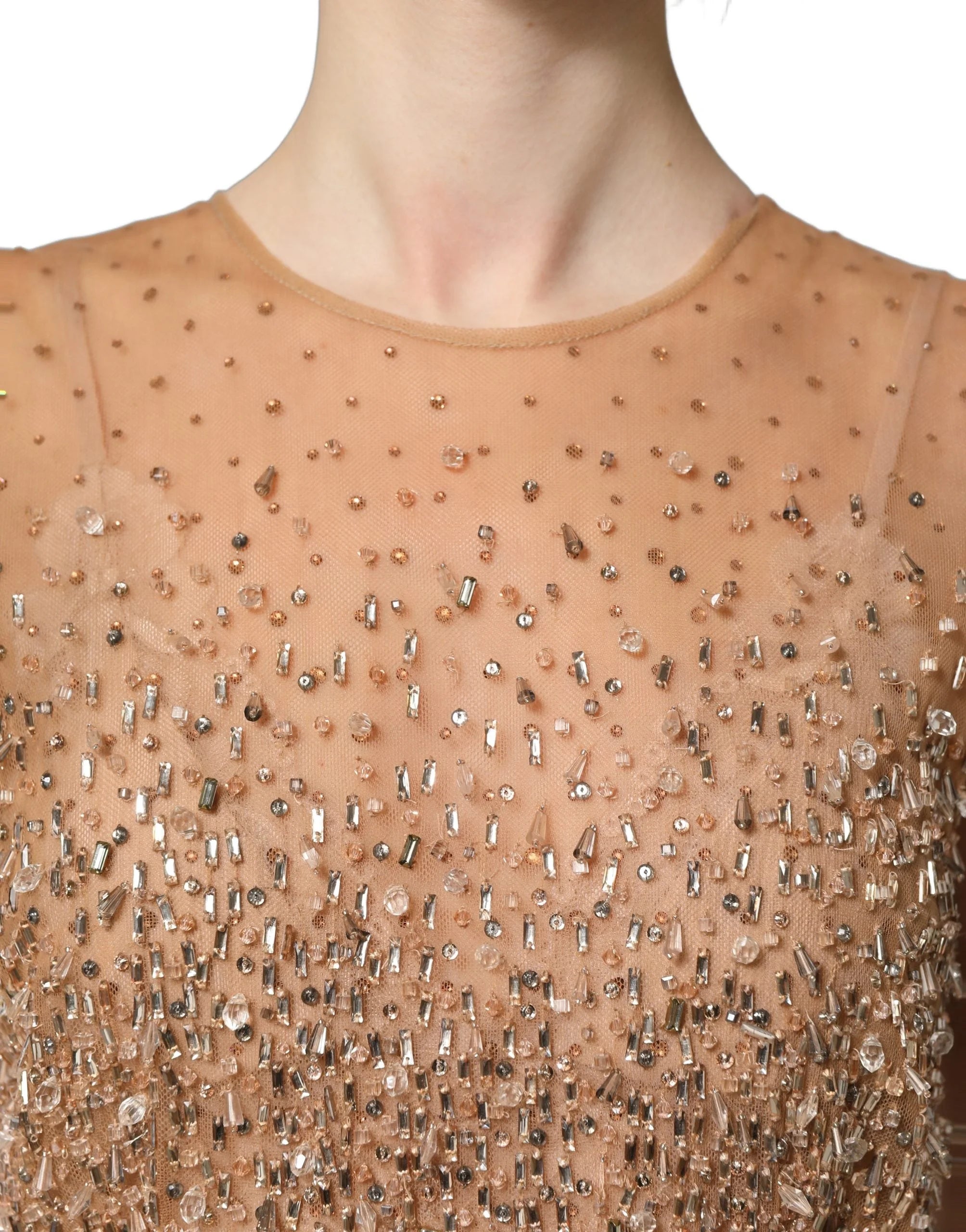 Dolce & Gabbana Brown Crystal Embellished Mermaid Gown Dress - IT40|S