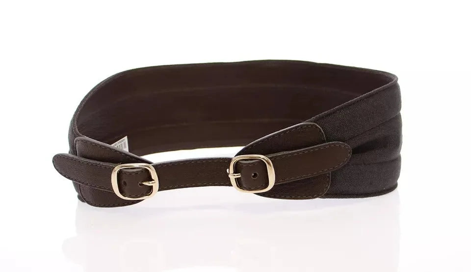Dolce & Gabbana Brown D&G Leather Linnen Logo Belt - 70 cm / 28 Inches - Belts