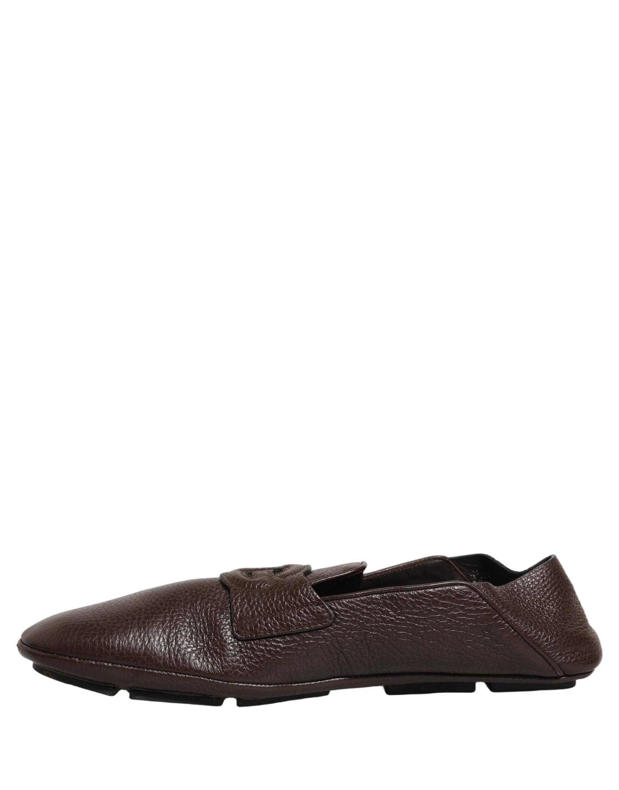 Dolce & Gabbana Brown Deerskin Leather Driver Loafers Shoes - EU44/US11