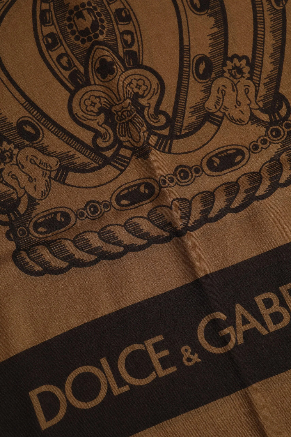 Dolce & Gabbana Brown DG Crown Neck Warmer Men Foulard Scarf - Scarves & Shawls