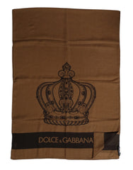 Dolce & Gabbana Brown DG Crown Neck Warmer Men Foulard Scarf - Scarves & Shawls