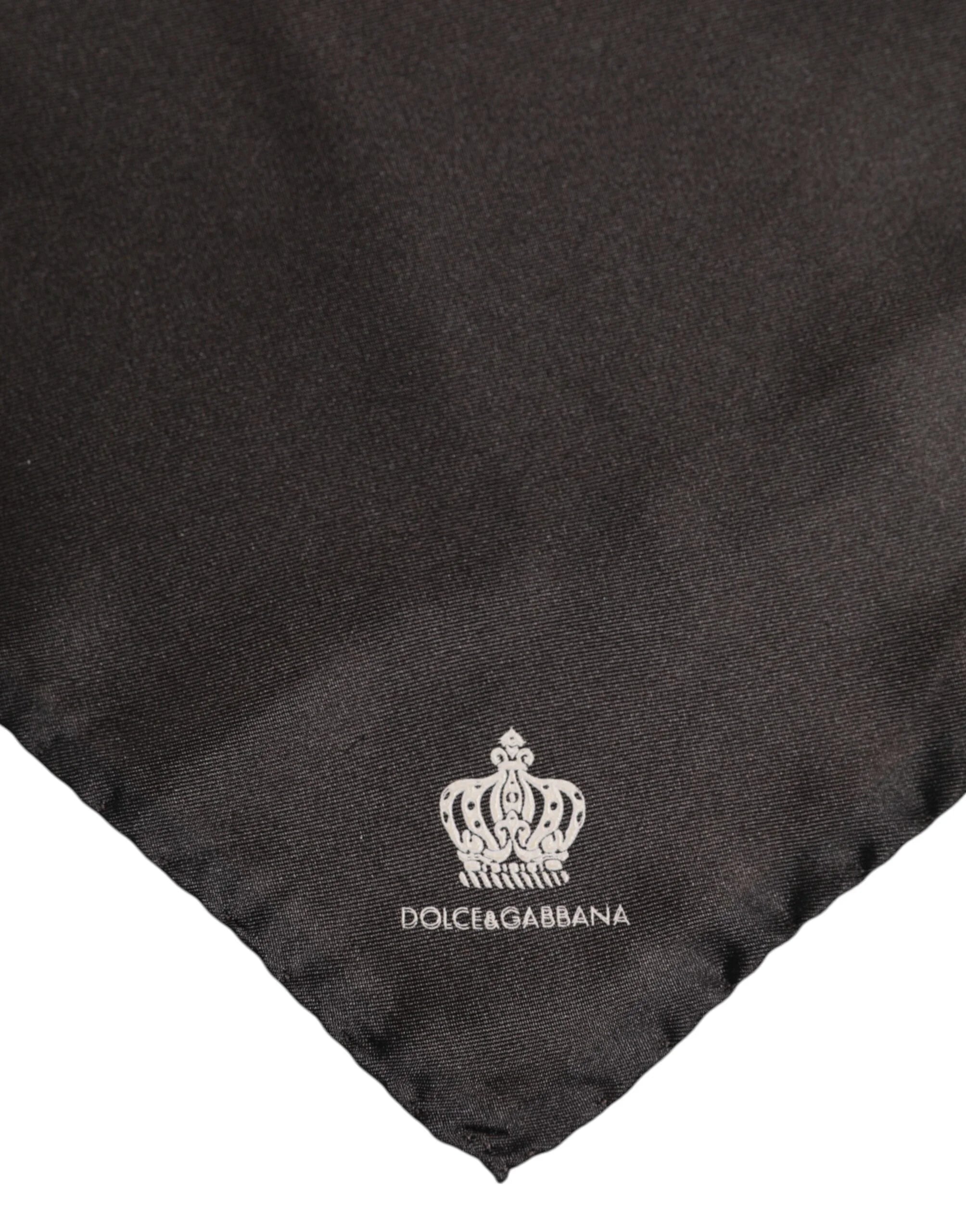 Dolce & Gabbana Brown DG Crown Silk Square Men Foulard Scarf - Scarves & Shawls