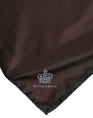 Dolce & Gabbana Brown DG Crown Silk Square Men Foulard Scarf - Scarves & Shawls