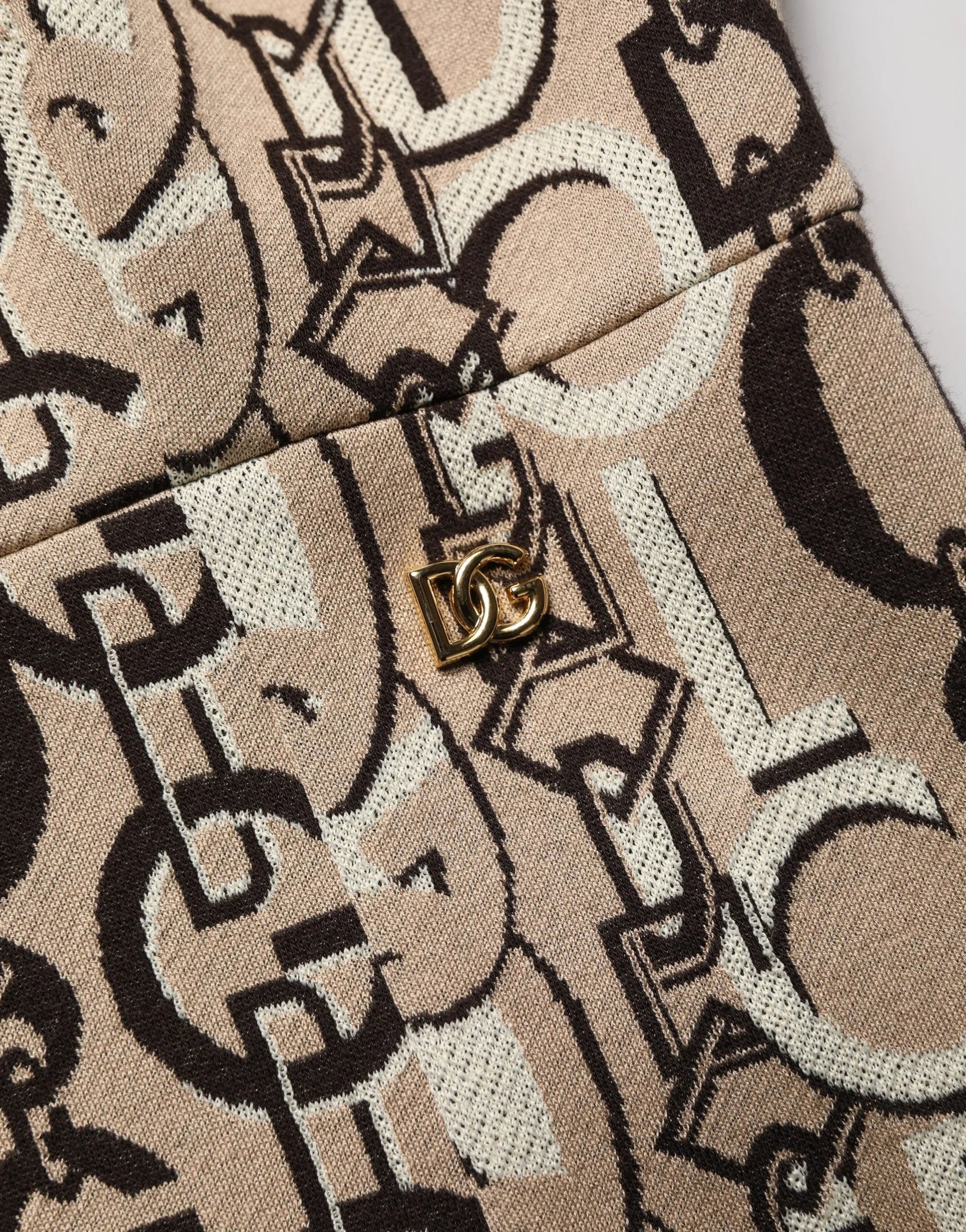 Dolce & Gabbana Brown DG Logo Chain Short-Sleeve Sheath Dress - IT40|S