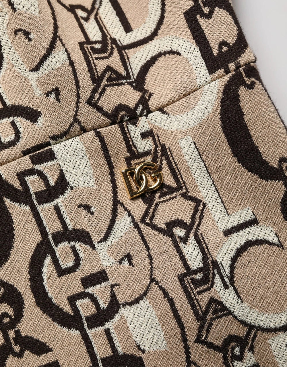 Dolce & Gabbana Brown DG Logo Chain Short-Sleeve Sheath Dress - IT40|S