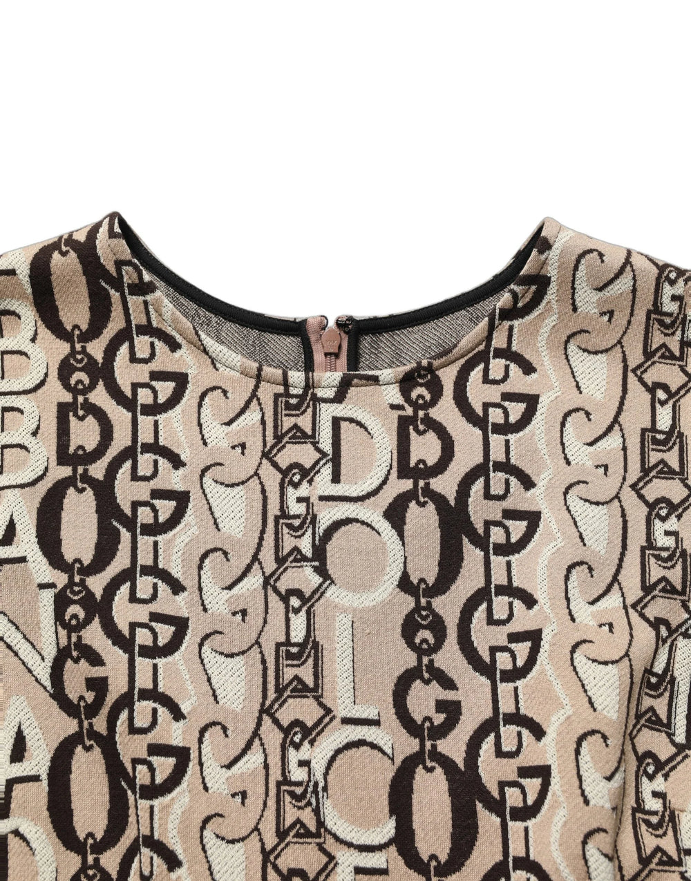 Dolce & Gabbana Brown DG Logo Chain Short-Sleeve Sheath Dress - IT40|S