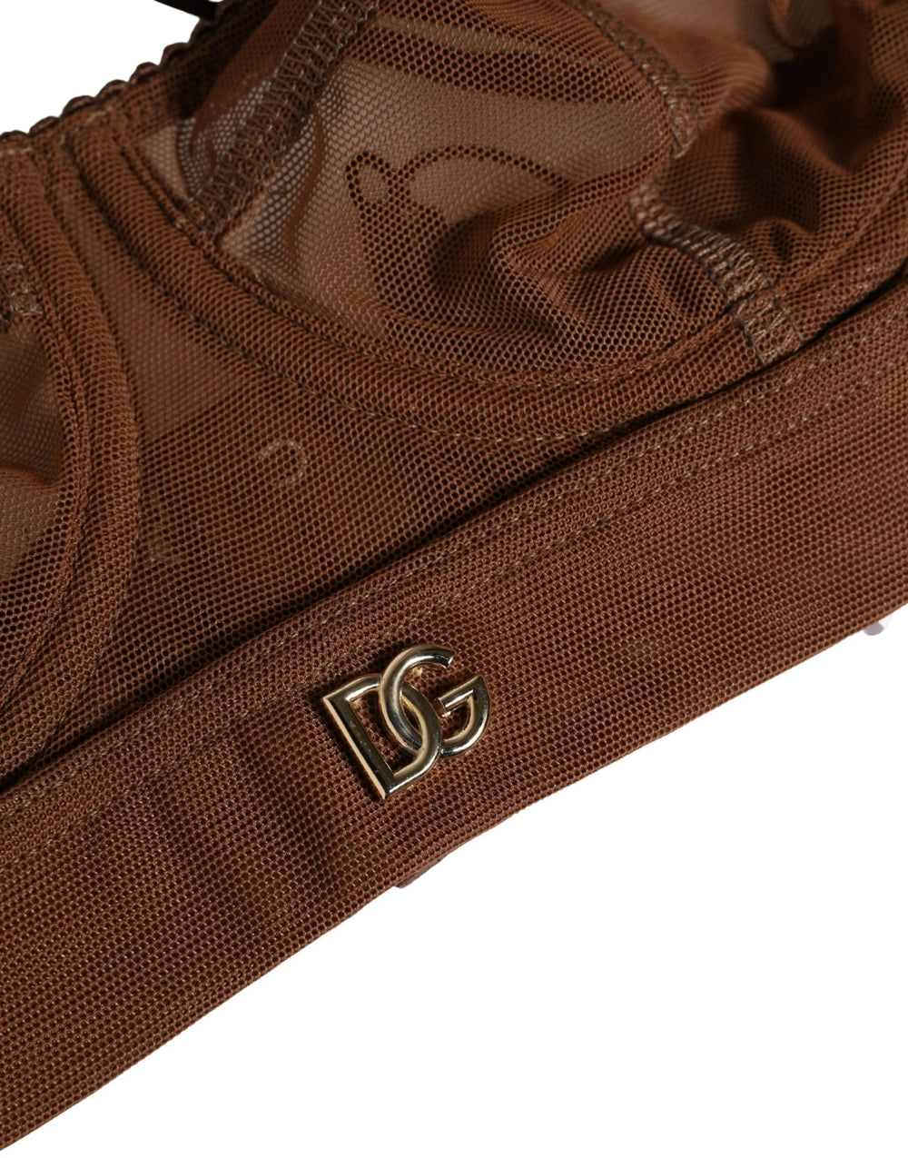 Dolce & Gabbana Brun DG Logotyp Nylon Mesh Balconette BH Underkläder - IT2 | S